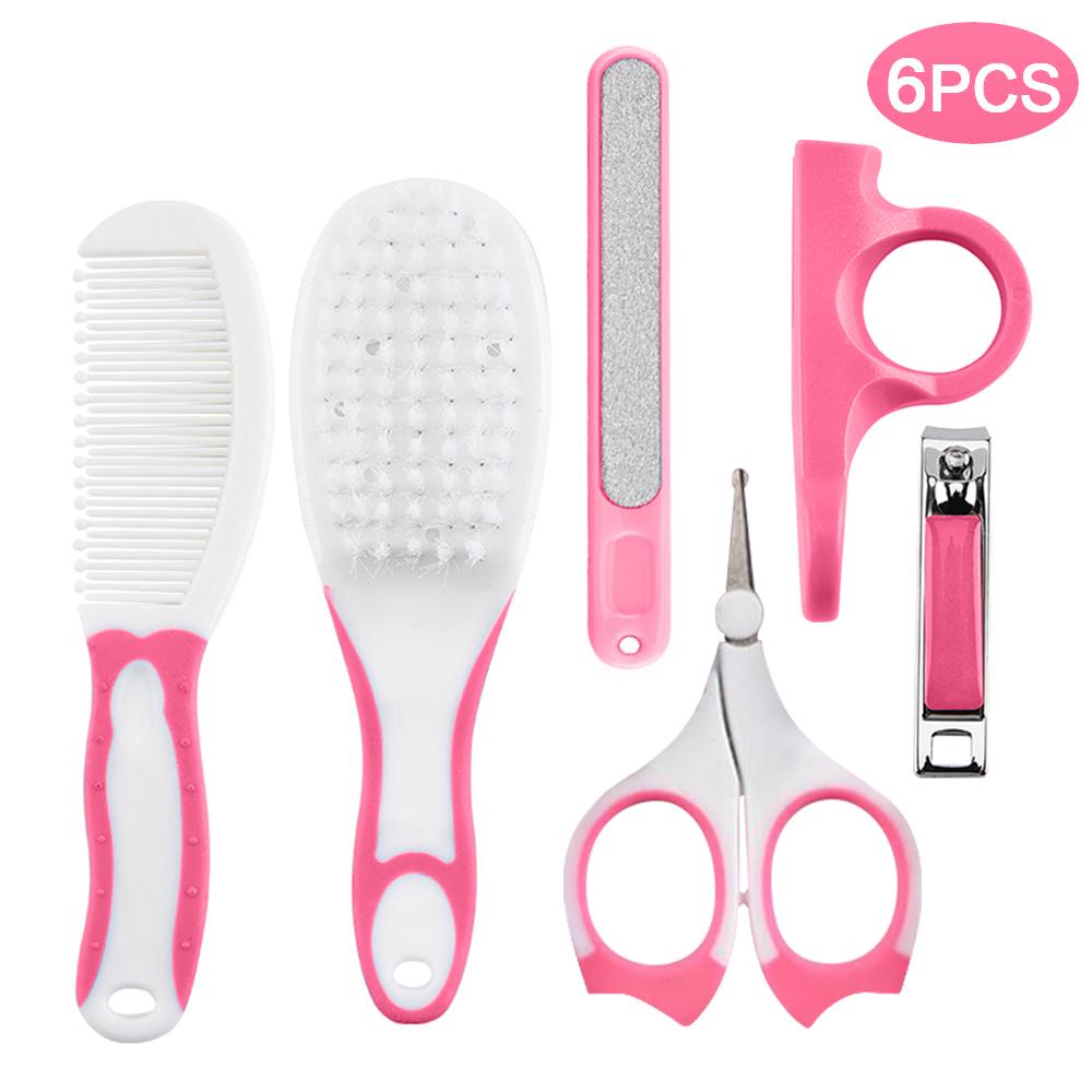 Baby Healthcare and Grooming Kit 6 PCS Hair Brush Comb Nail File Scissors Infant Shower Care Nursery Set