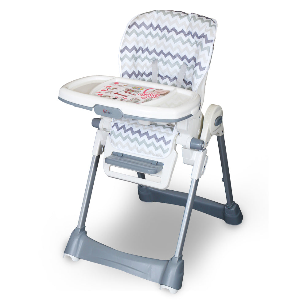 TINNIES BABY ADJUSTABLE HIGH CHAIR GREY STRIPER BG-89